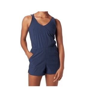 Mountain Hardwear Dynama Romper Womens Medium Blue Geometric Pinstripe‎ OL7586